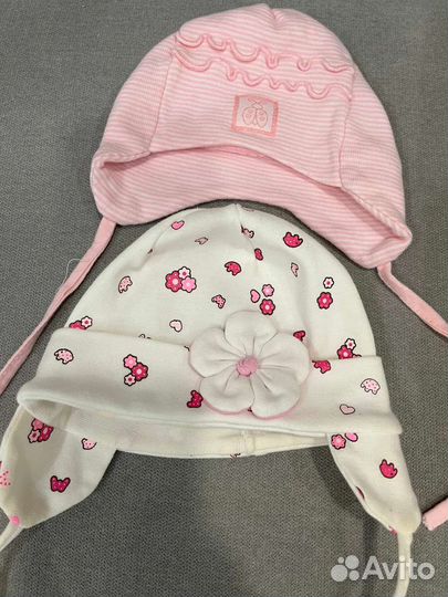 Шапочки/ чепчики для девочки 0-6 мес