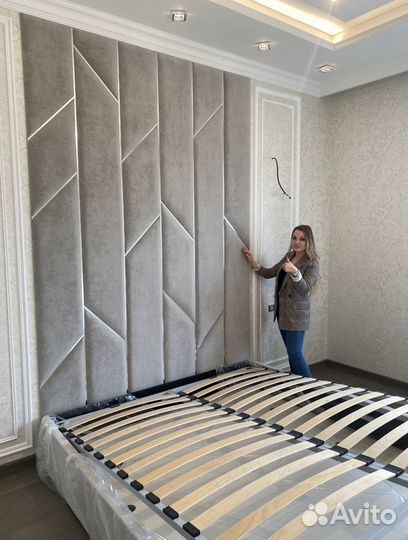 Мягкие стеновые панели кровати с изголовьем