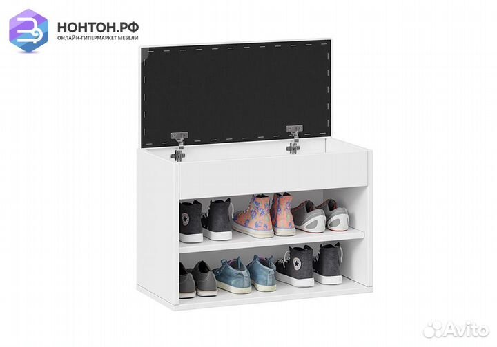 Тумба для обуви Лайт тип 1 белый глянец