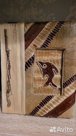 Фотоальбом ручной работы, из листьев и дерева