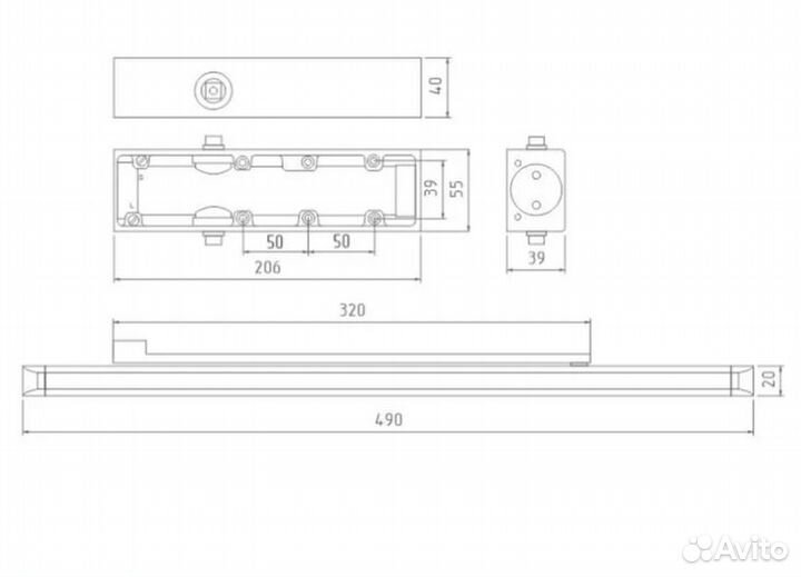Доводчик со скольз. тягой Нора-М Slider (25-80кг)