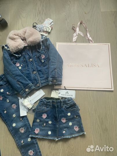 Монализа Monnalisa розы джинсы юбка monalissa
