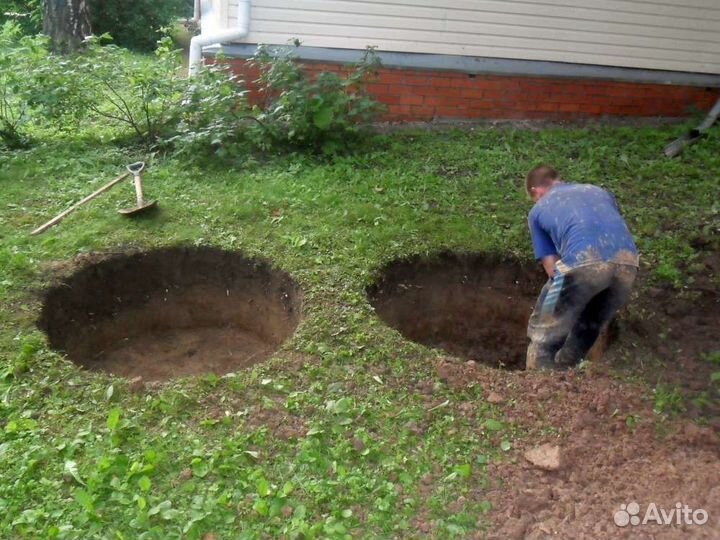 Копка септиков из бетонных колец под ключ