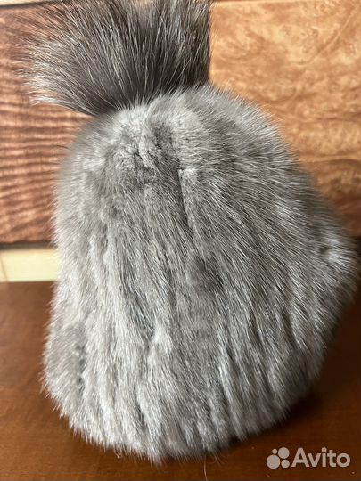 Шапка норковая вязаная новая