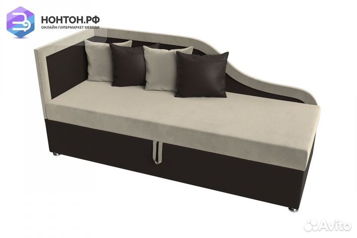 Детский диван Дюна микровельвет / экокожа бежевый