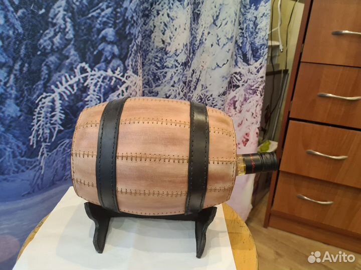 Бар бочка кожаная ручной работы.Отличный подарок