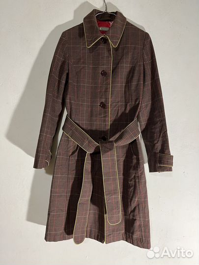 Хлопковый тренч в клетку Nation винтаж 44