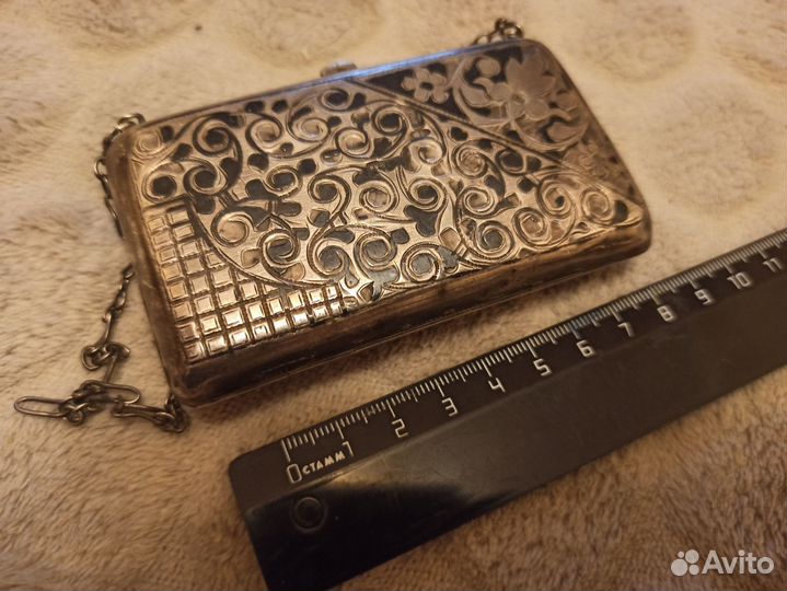 Сумка кошелек на цепочке серебро 84