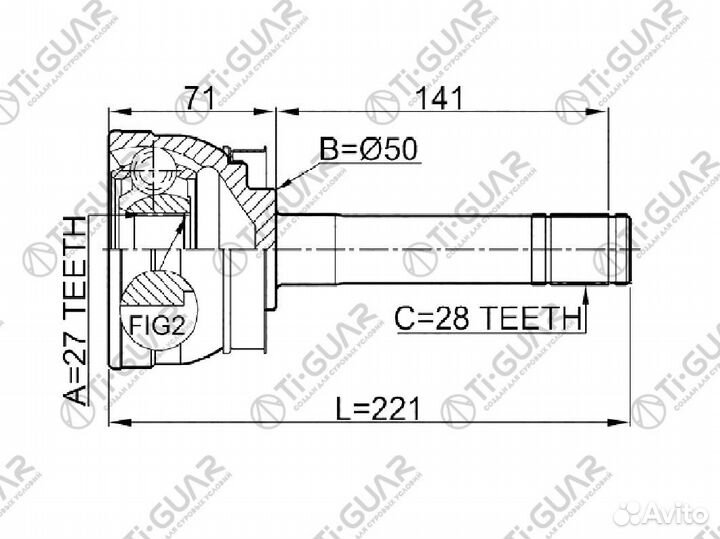 ШРУС TG-7464/NI-064* TiGuar 27*50*28 / nissan