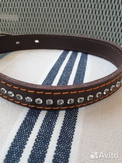 Ошейник для собаки новый кожаный со стразами