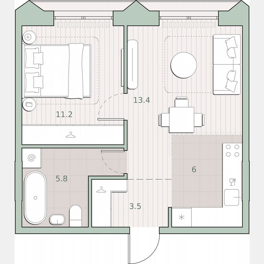 1-к. квартира, 39,9 м², 12/13 эт.