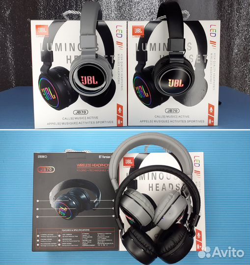 Blutooth наушники JBL Микрофон Подсветка Радио