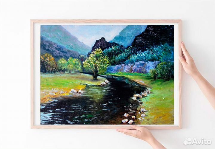 Картина маслом на холсте горный пейзаж