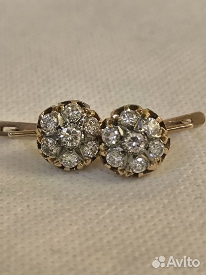 Серьги малинка с бриллиантами.СССР