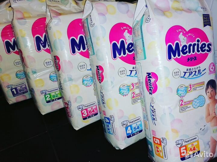 Новые подгузники merries 1,2,3,4,5