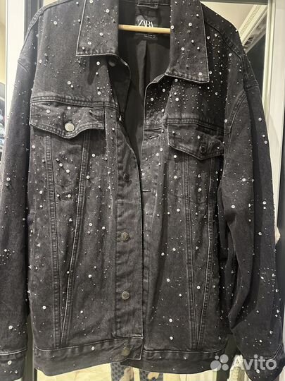 Zara джинсовка в стразах