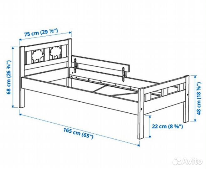 Кровать детская икеа криттер (с овечками) + матрас