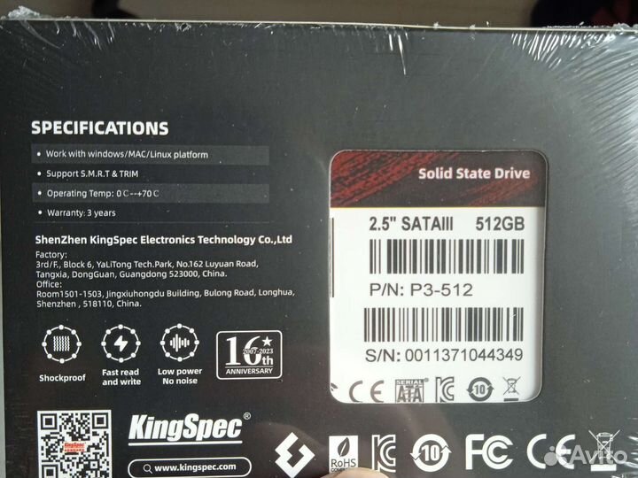 Ssd kingspec 512gb 2.5 sata(новый)