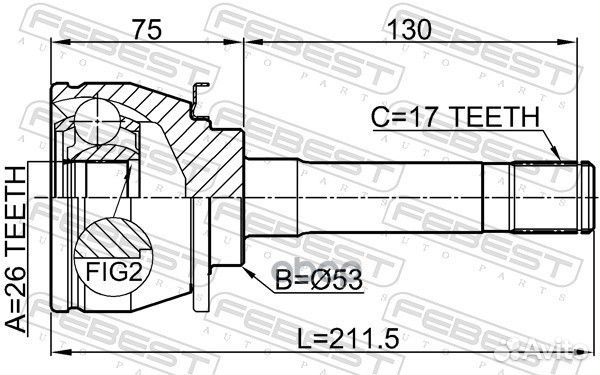 Шрус наружный 26X53X17 1010TRB Febest