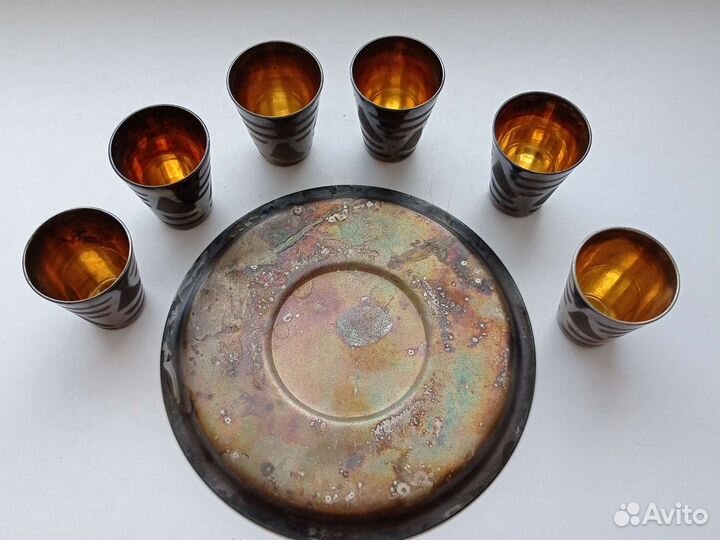 Стопки с подносом латунь СССР