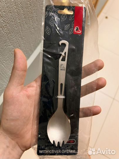 Титановая ложка спорк новая