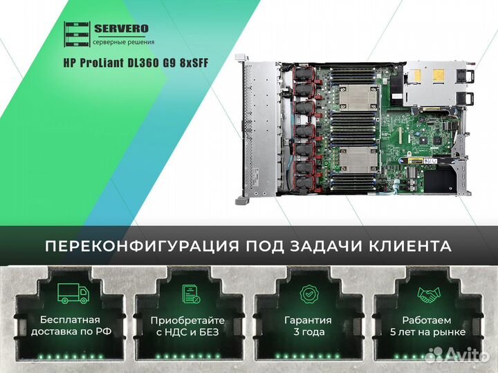 HP DL360 G9 8xSFF/2xE5-2690v4/20х32Gb/2x500WT