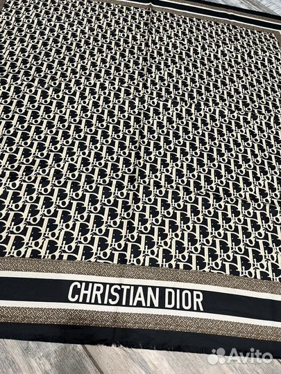 Шелковый платок Dior черный с коничневым новый