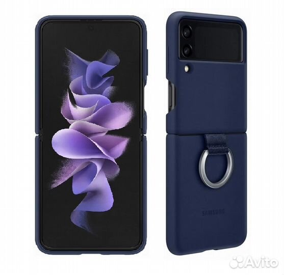 Чехол для Samsung Z Flip3 Silicone Cover Ring Navy