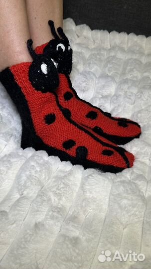 Вязаные звери носки звероноски