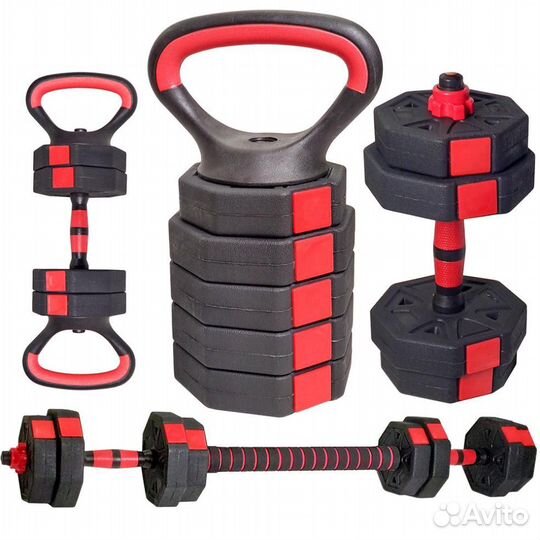 Гантели по 15 кг + гиря + штанга