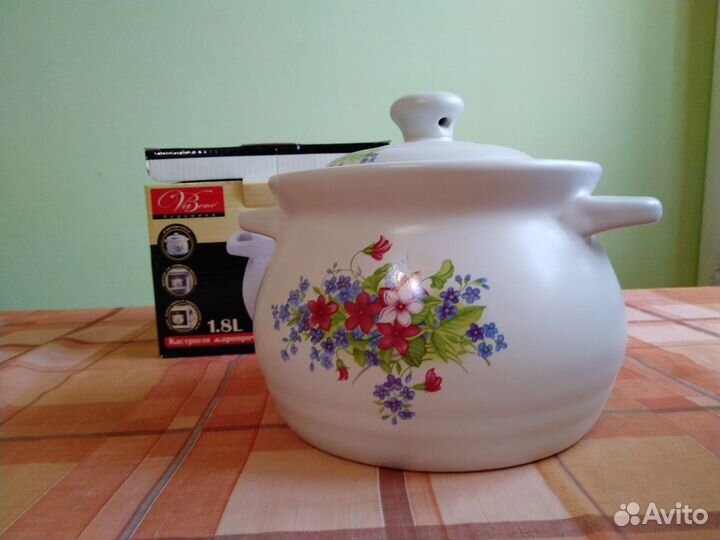 Кастрюля жаропрочная керамическая