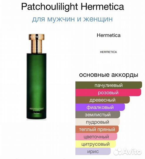 Парфюмерия оригинал Hermetica Patchoulight
