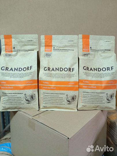 Сухой корм для кошек Grandorf с индейкой 2кгх3 шт