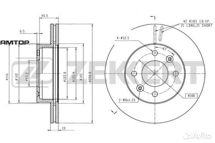 Zekkert BS5343 BS-5343 zekkert Диск торм. перед