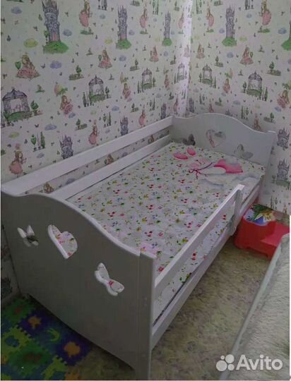 Кроватка сингл детская берёза высокий борт