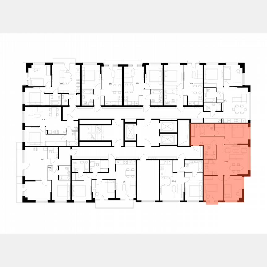 3-к. квартира, 80,3 м², 6/23 эт.