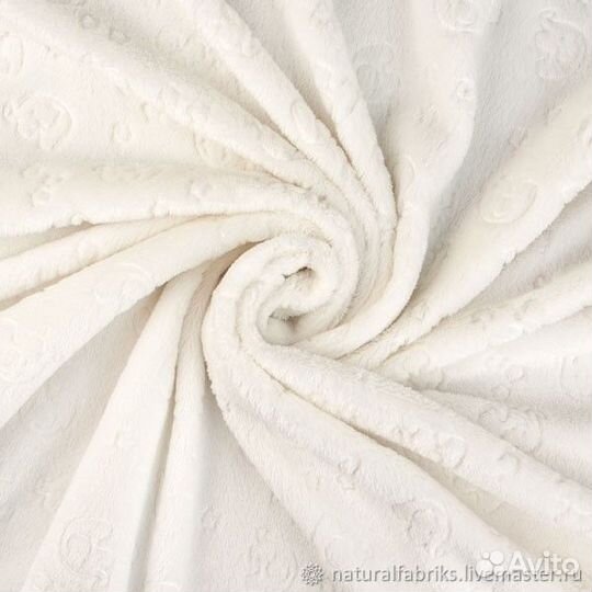 Отрез ткани флис пушистый молочно-кремовый Италия
