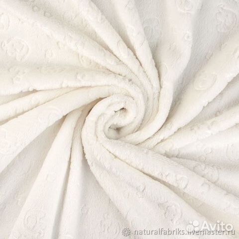 Отрез ткани флис пушистый молочно-кремовый Италия