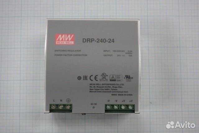 Блок питания drp-240-24 100-240vac 3.5a 50/60Hz 2