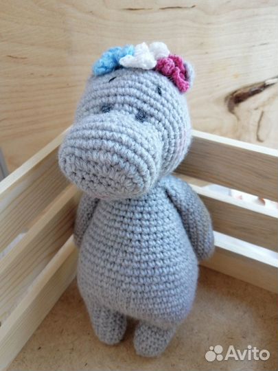 Игрушка крючком, мягкая игрушка, подарок бегемот