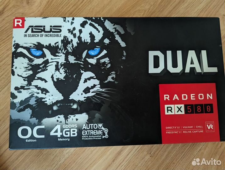 Видеокарта asus radeon RX 580 dual, 4GB