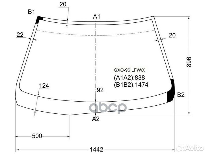 Стекло лобовое Toyota Cresta (X100) 96-01 GXO-96
