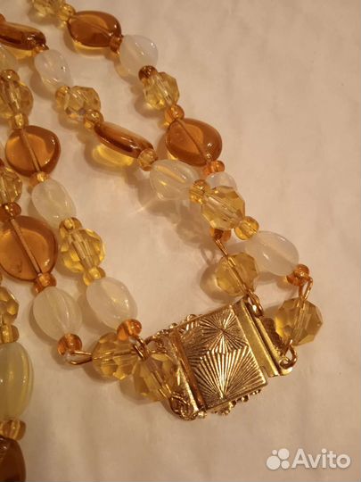 Бусы урановое стекло Чехословакия винтаж