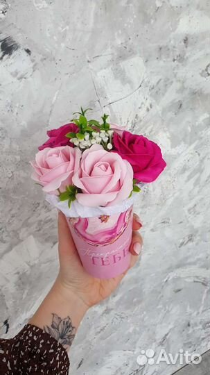 Стаканчик с мыльными розами 5 шт