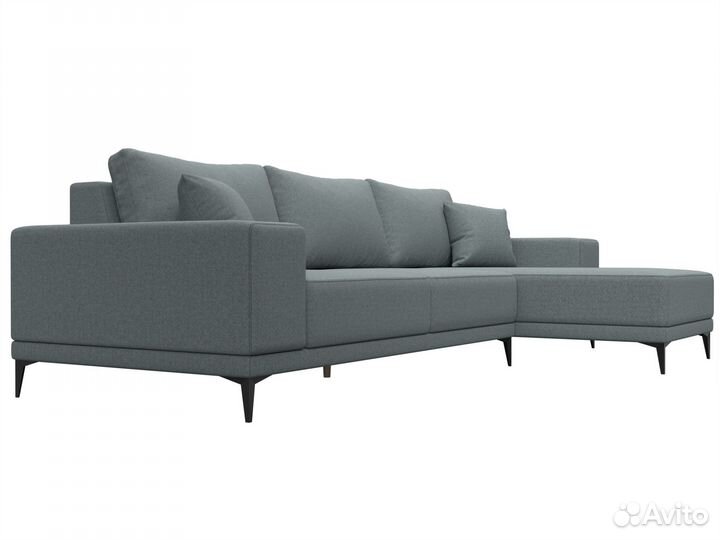 Диван угловой Льюес правый, рогожка, амур серый