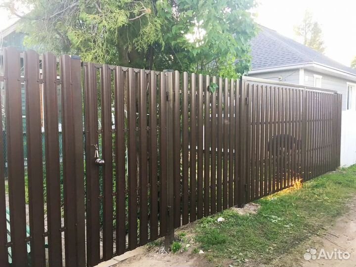 Бюджетный забор 20 м с воротами 4 м, штакетник