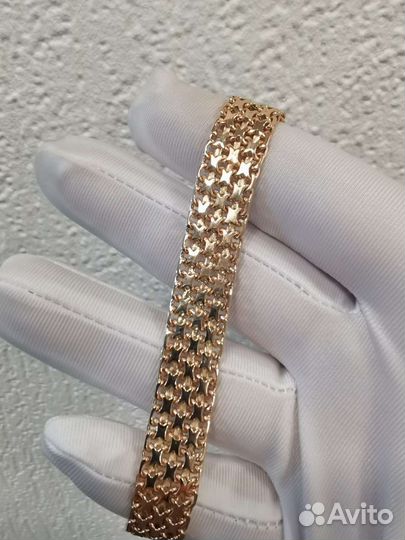 Золотой браслет плетение четверной якорь 25 грамм