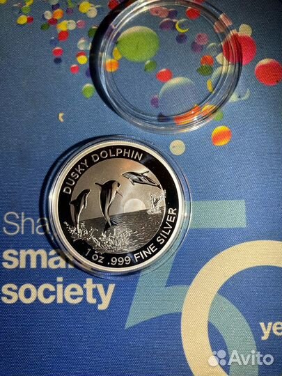 Дельфин. Серебро 1 доллар 2022 года
