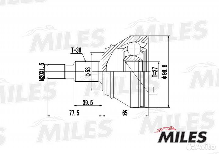 Шрус audi A3/VW G4/skoda octavia 1.8-2.8 98-05 нар