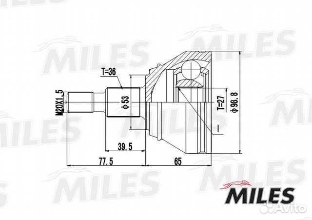 Шрус audi A3/VW G4/skoda octavia 1.8-2.8 98-05 нар